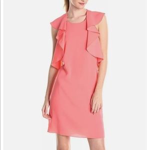 Jenni Ruffle-Shoulder Dress Pink Coral